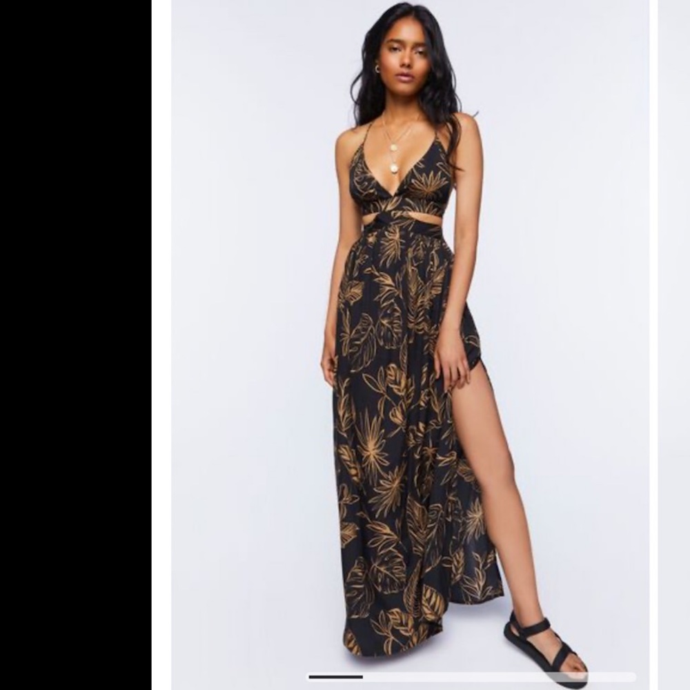 Floral Cutout M-Slit Maxi Dress